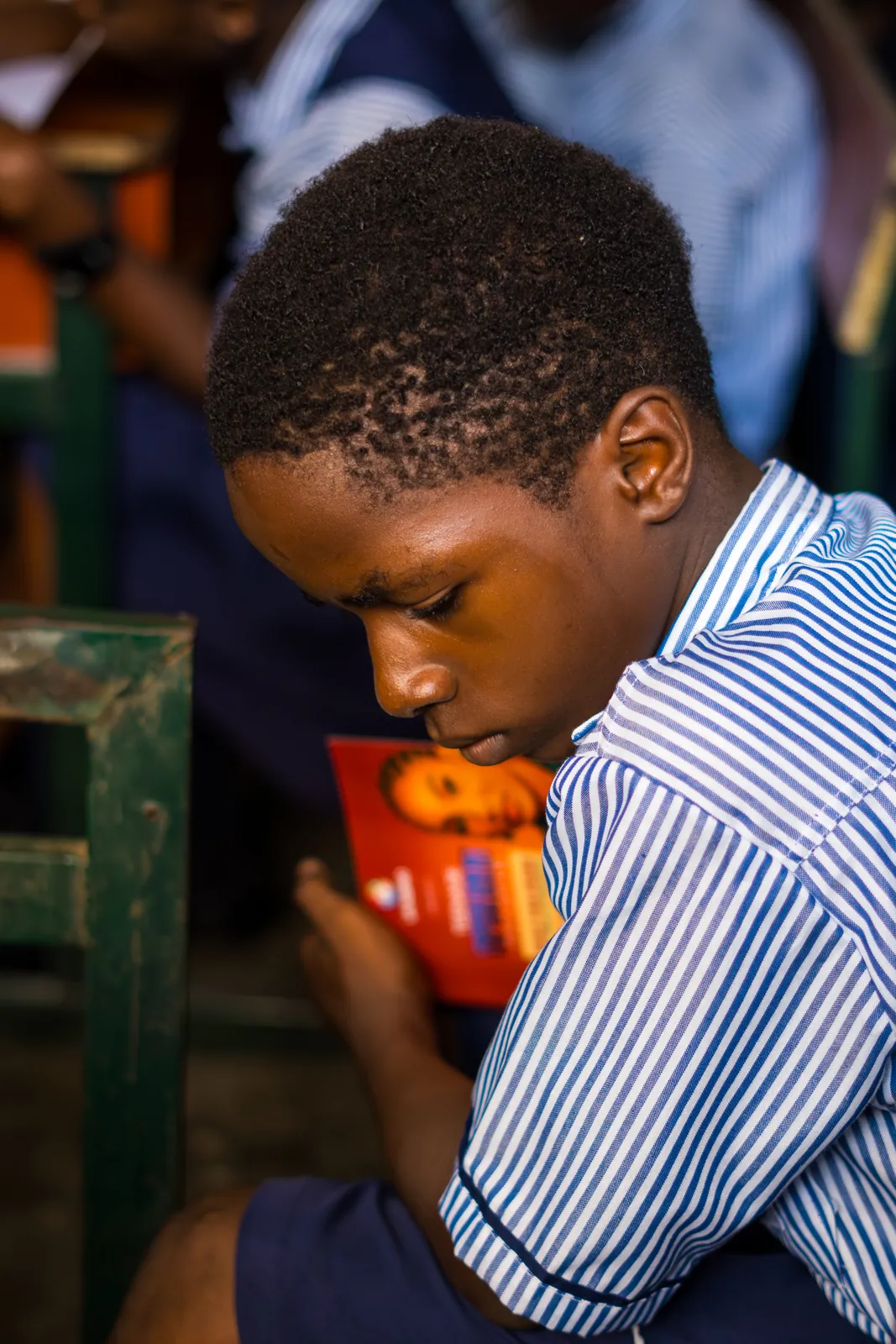 A student reading during the education programme